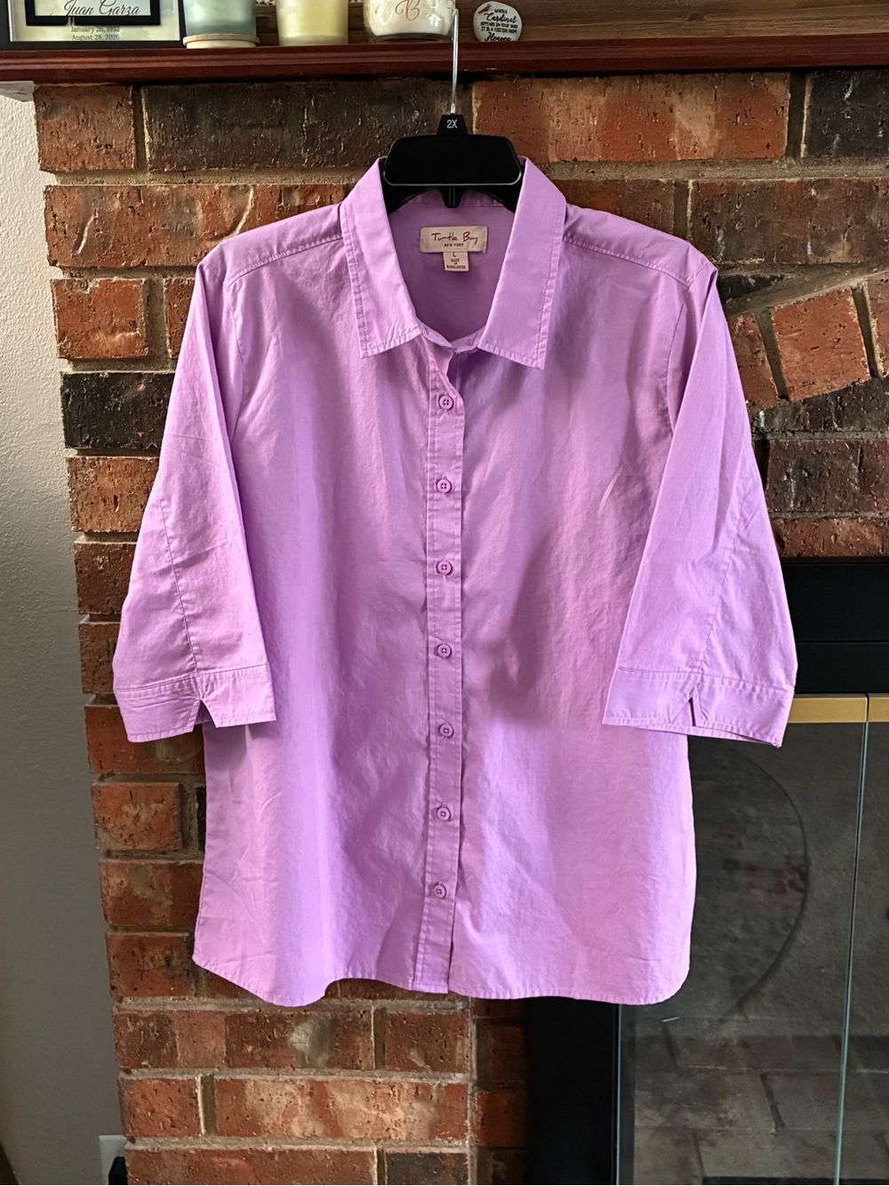 Women's Lavender 3/4 Sleeve Button-Up Shirt